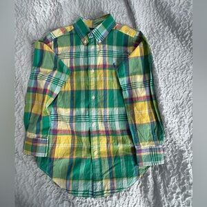 Ralph Lauren Green and Yellow Plaid Shirt, Kids size 7